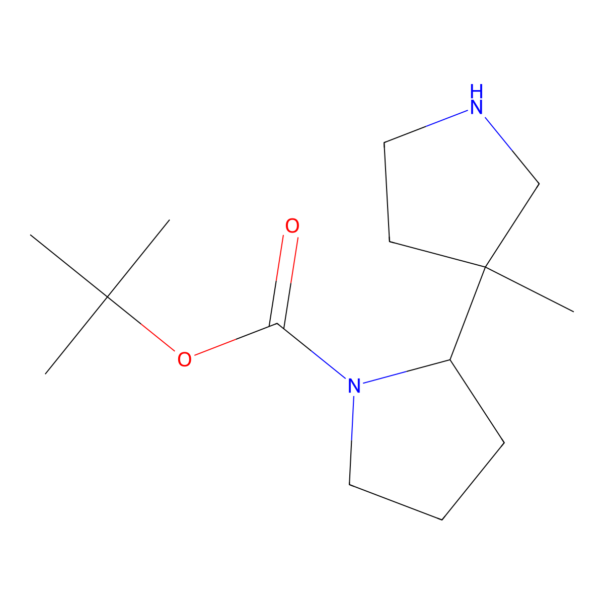 Tert-butyl 3'-methyl-[2,3'-bipyrrolidine]-1-carboxylate molecular structure, CAS 1781678-16-7