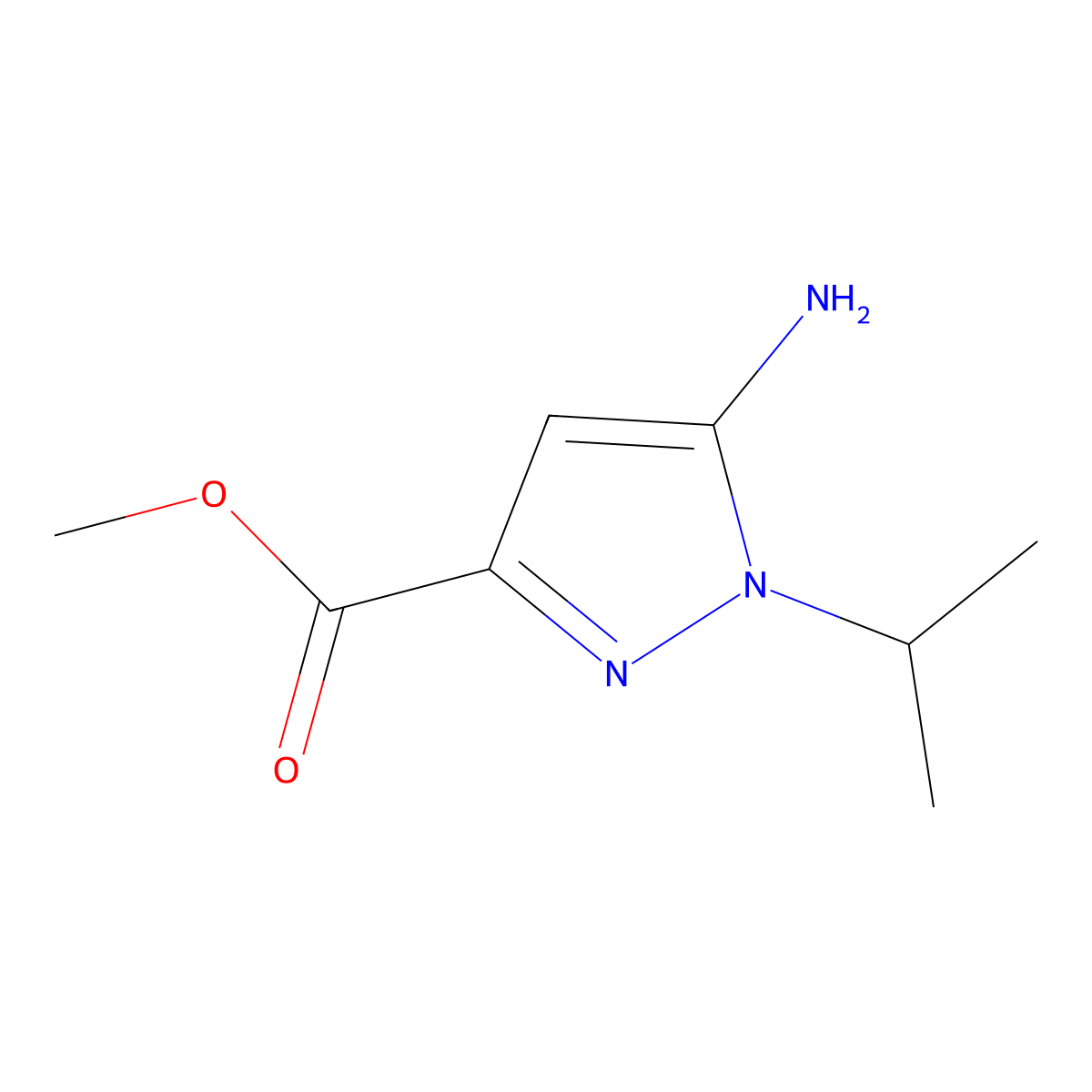 methyl 5-amino-1-(propan-2-yl)-1H-pyrazole-3-carboxylate molecular structure, CAS 1781679-85-3