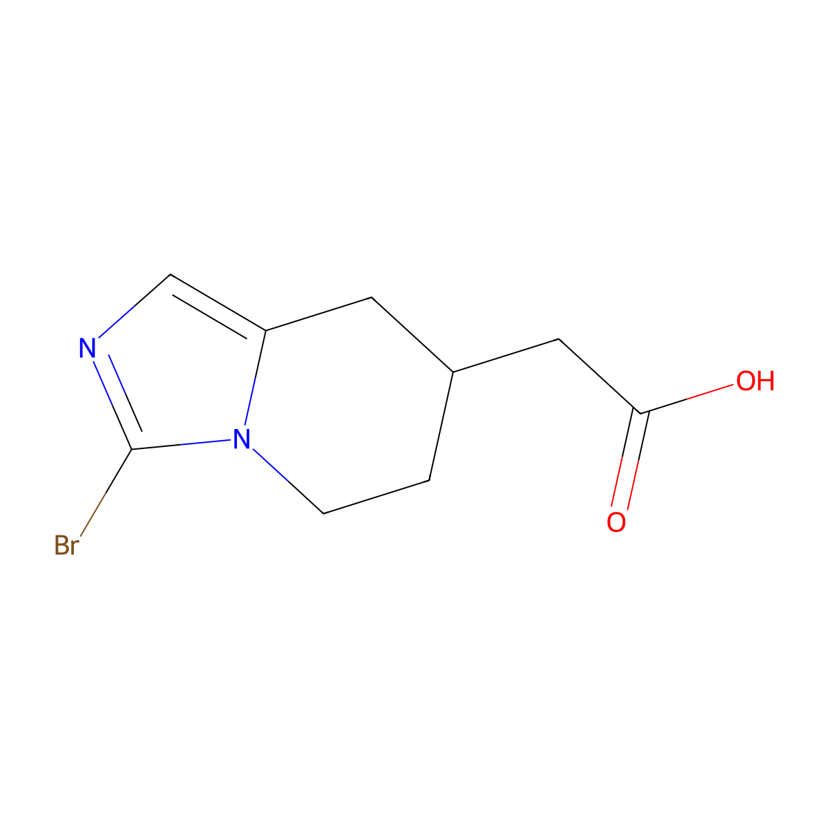 2-(3-bromo-5H,6H,7H,8H-imidazo(1,5-a)pyridin-7-yl)acetic acid molecular structure, CAS 1781693-09-1
