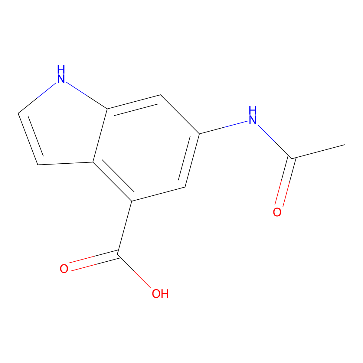 6-acetamido-1H-indole-4-carboxylic acid molecular structure, CAS 1781696-84-1