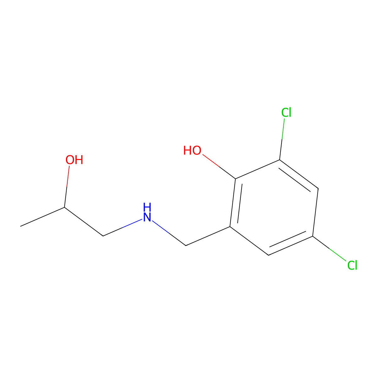 2,4-Dichloro-6-{[(2-hydroxypropyl)amino]methyl}phenol molecular structure, CAS 17817-44-6
