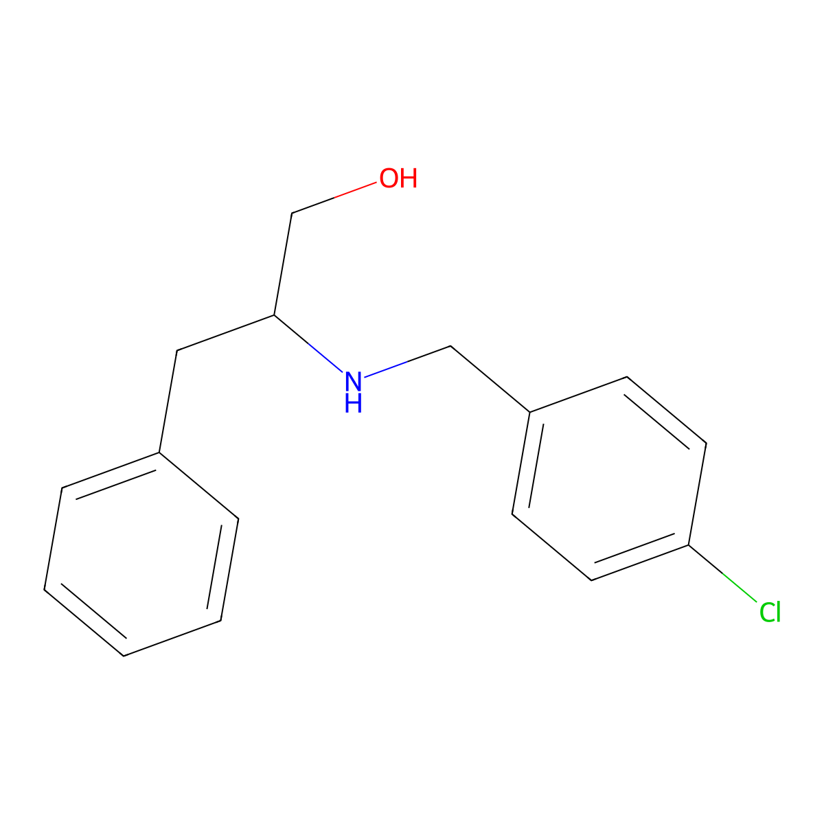 1-Propanol, 2-((p-chlorobenzyl)amino)-3-phenyl- molecular structure, CAS 17817-51-5