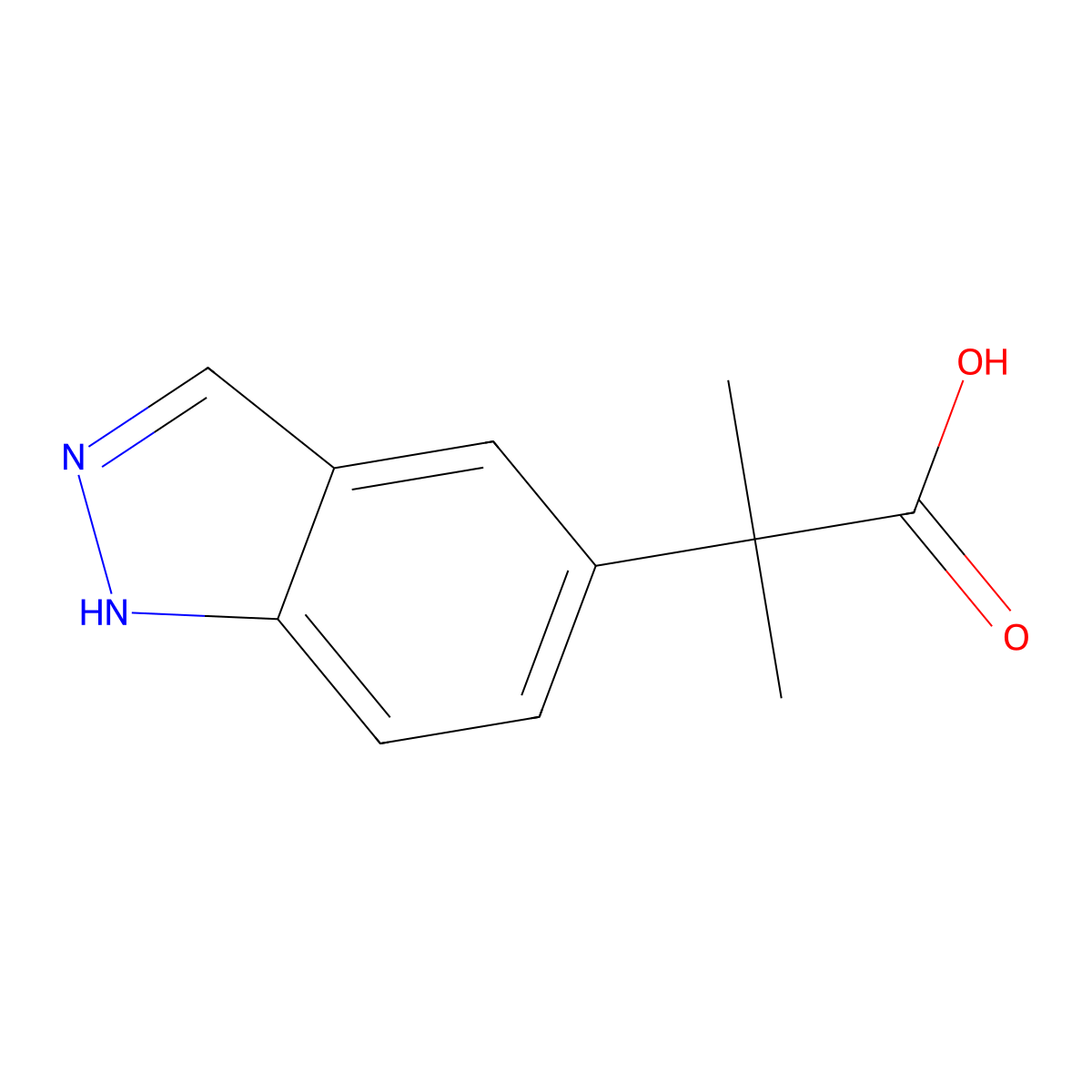 2-(1H-indazol-5-yl)-2-methylpropanoic acid molecular structure, CAS 1781704-25-3
