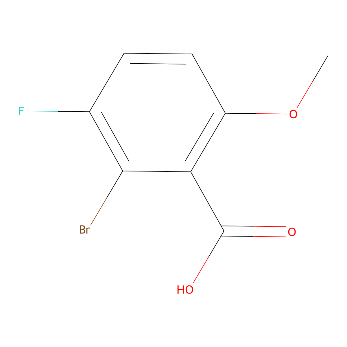 2-Bromo-3-fluoro-6-methoxybenzoic acid molecular structure, CAS 1781708-32-4