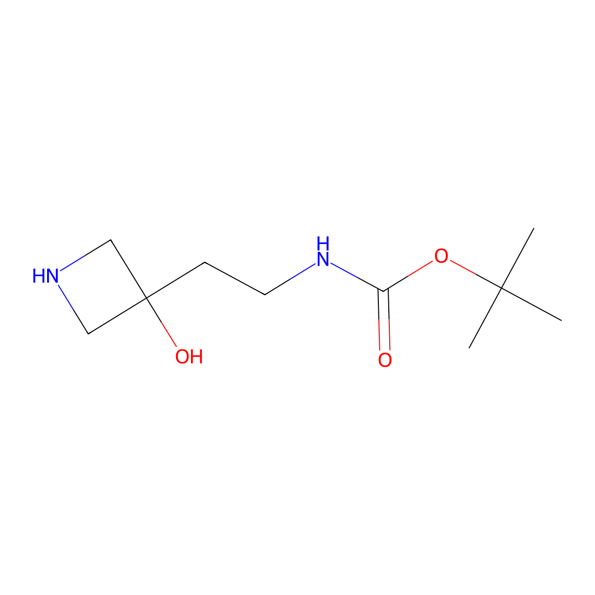 tert-Butyl N-[2-(3-hydroxyazetidin-3-yl)ethyl]carbamate molecular structure, CAS 1781708-50-6