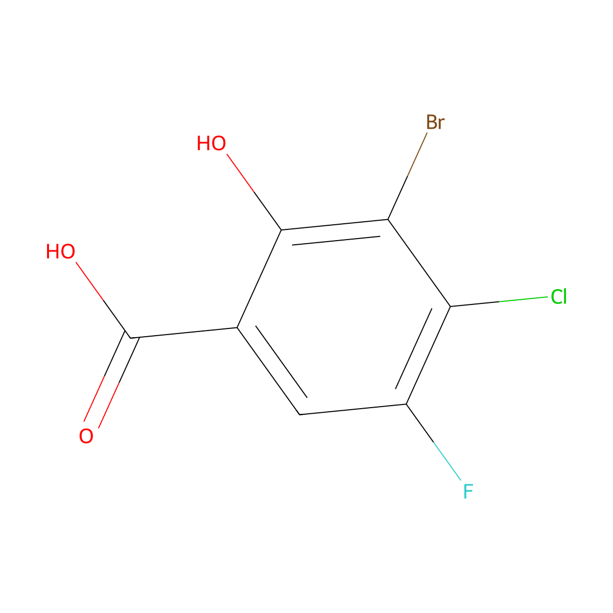 3-Bromo-4-chloro-5-fluoro-2-hydroxybenzoic acid molecular structure, CAS 1781711-79-2