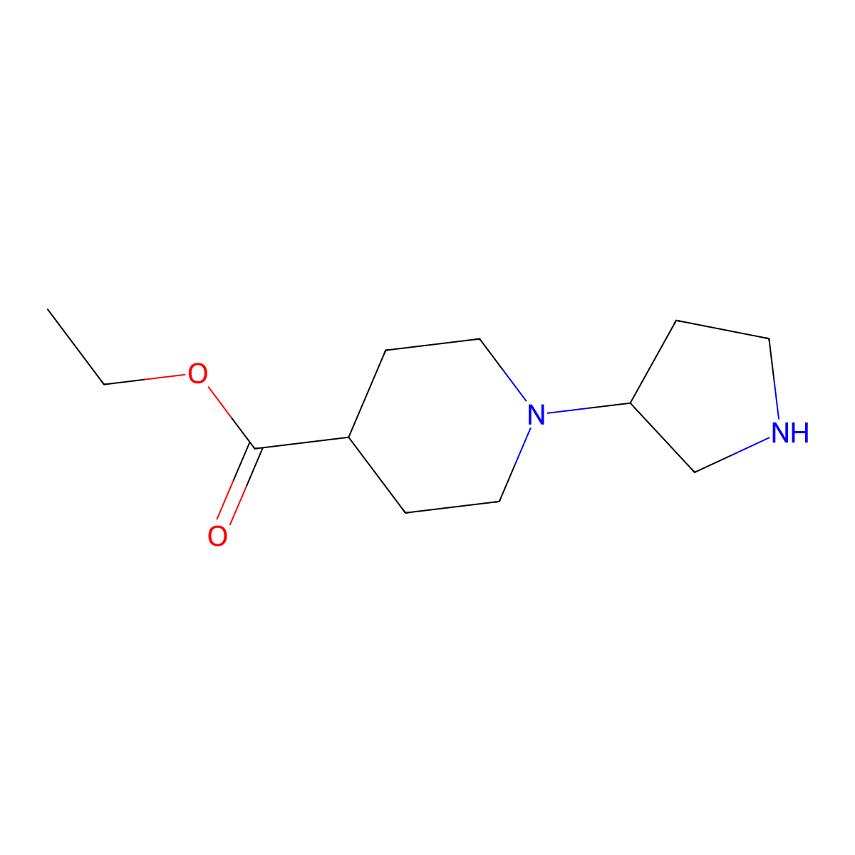 Ethyl 1-(pyrrolidin-3-yl)piperidine-4-carboxylate molecular structure, CAS 1781735-30-5