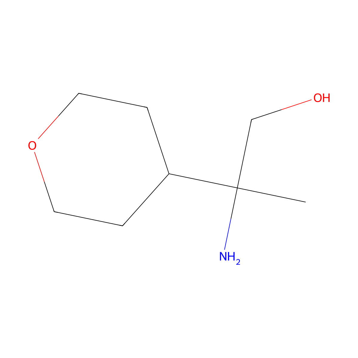 2-Amino-2-(oxan-4-yl)propan-1-ol molecular structure, CAS 1781738-20-2
