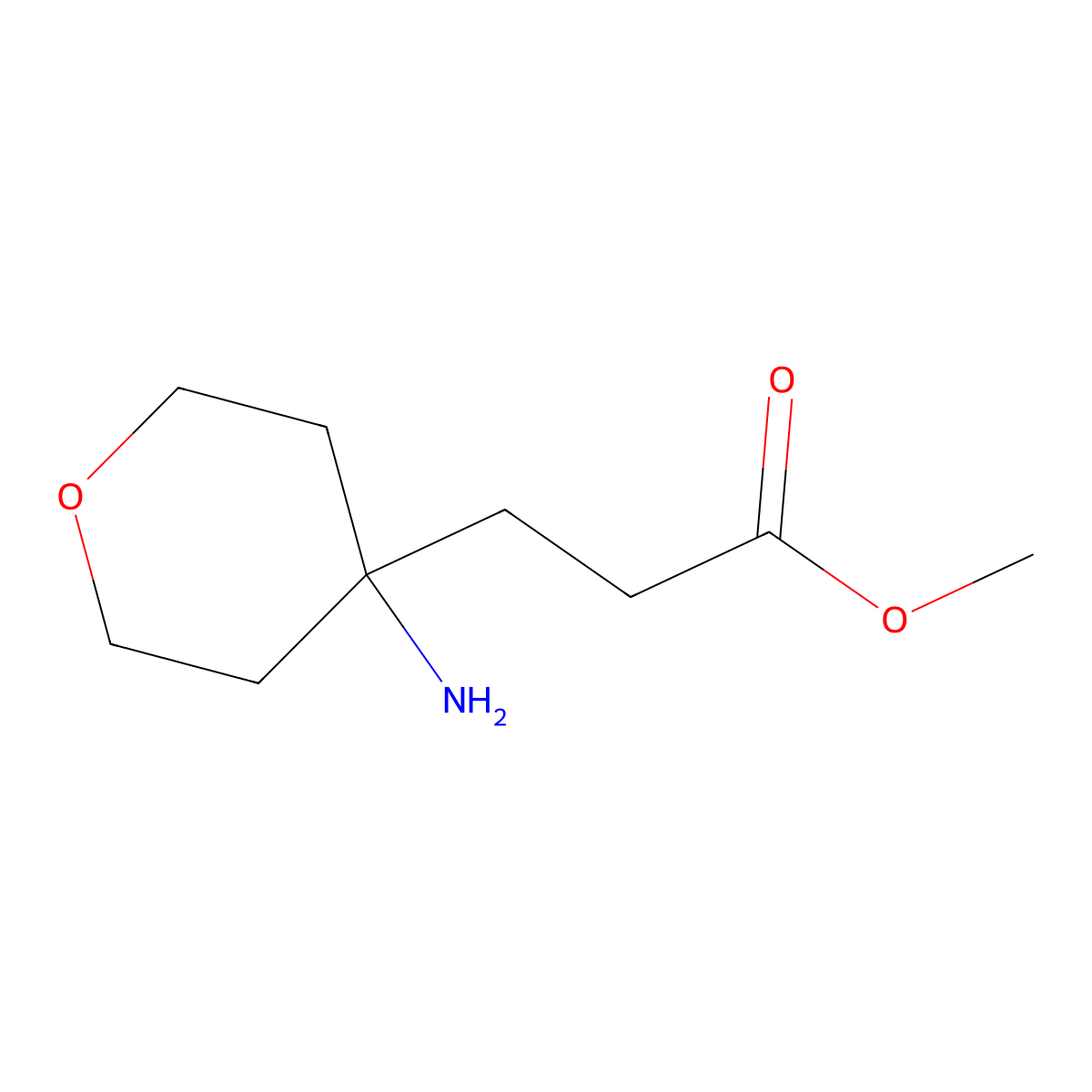 Methyl 3-(4-aminooxan-4-yl)propanoate molecular structure, CAS 1781745-36-5