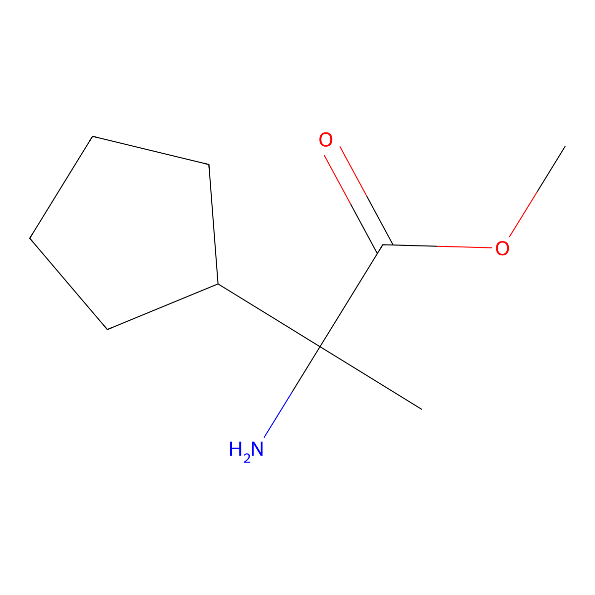 Methyl 2-amino-2-cyclopentylpropanoate molecular structure, CAS 1781745-53-6