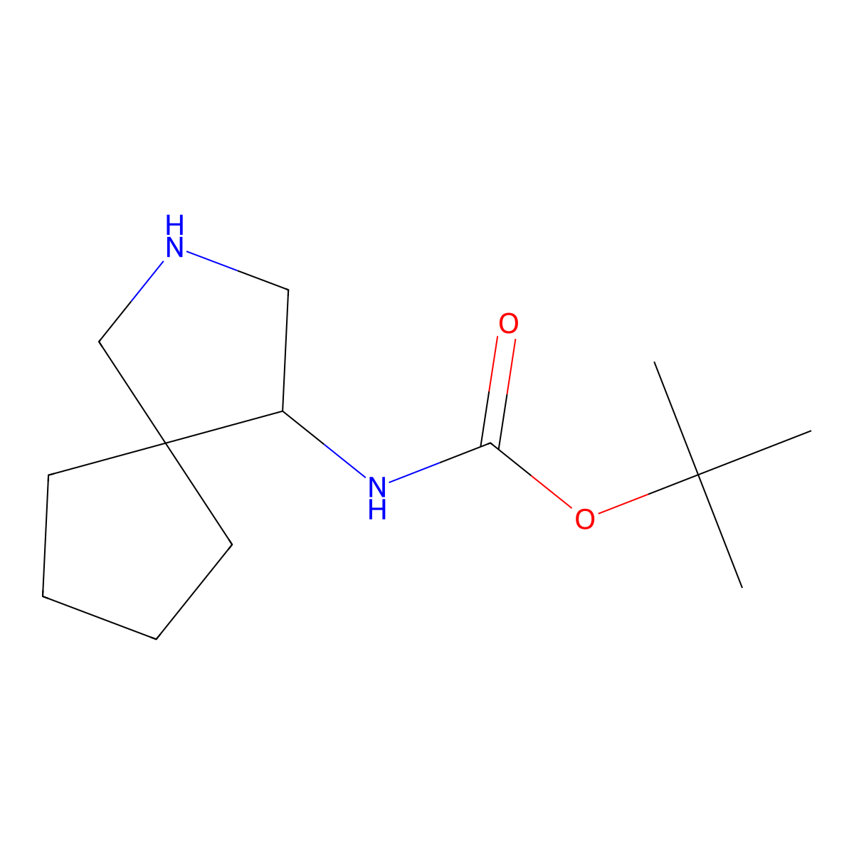 Tert-butyl (2-azaspiro[4.4]nonan-4-YL)carbamate molecular structure, CAS 1781759-12-3