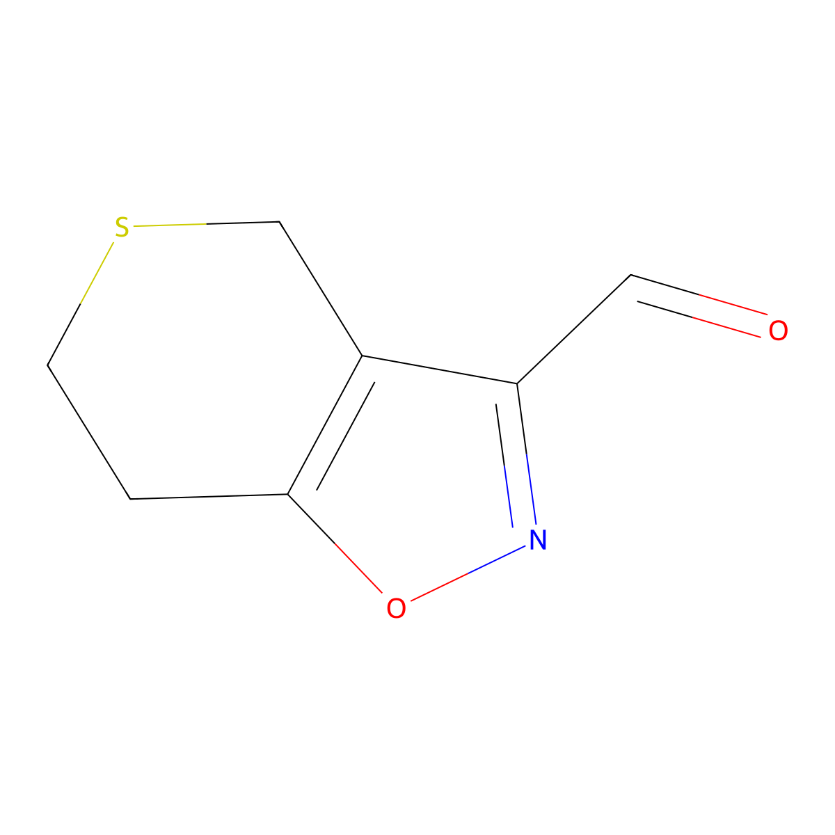 4H,6H,7H-thiopyrano[3,4-d][1,2]oxazole-3-carbaldehyde molecular structure, CAS 1781762-96-6