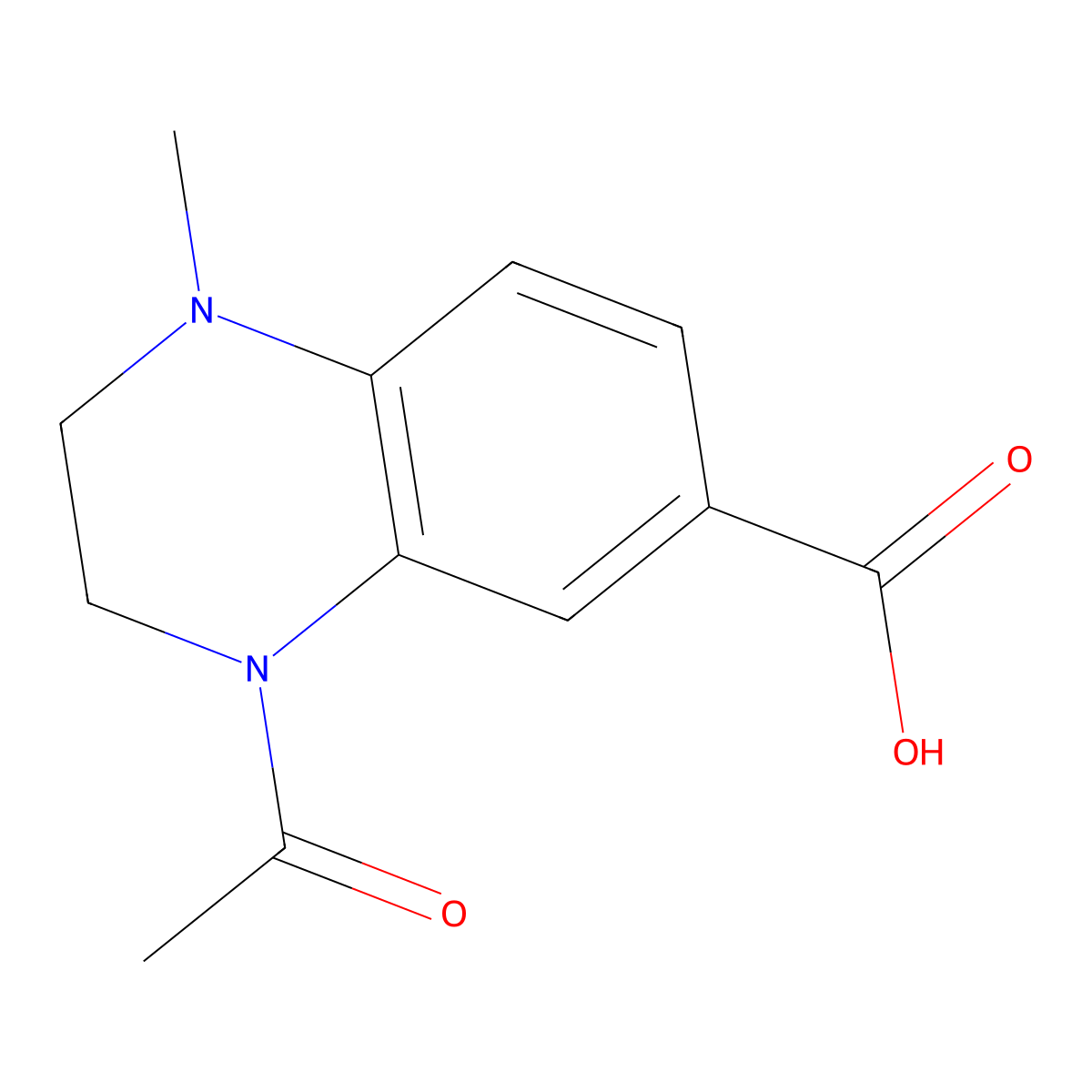 4-Acetyl-1-methyl-1,2,3,4-tetrahydroquinoxaline-6-carboxylic acid molecular structure, CAS 1781790-19-9