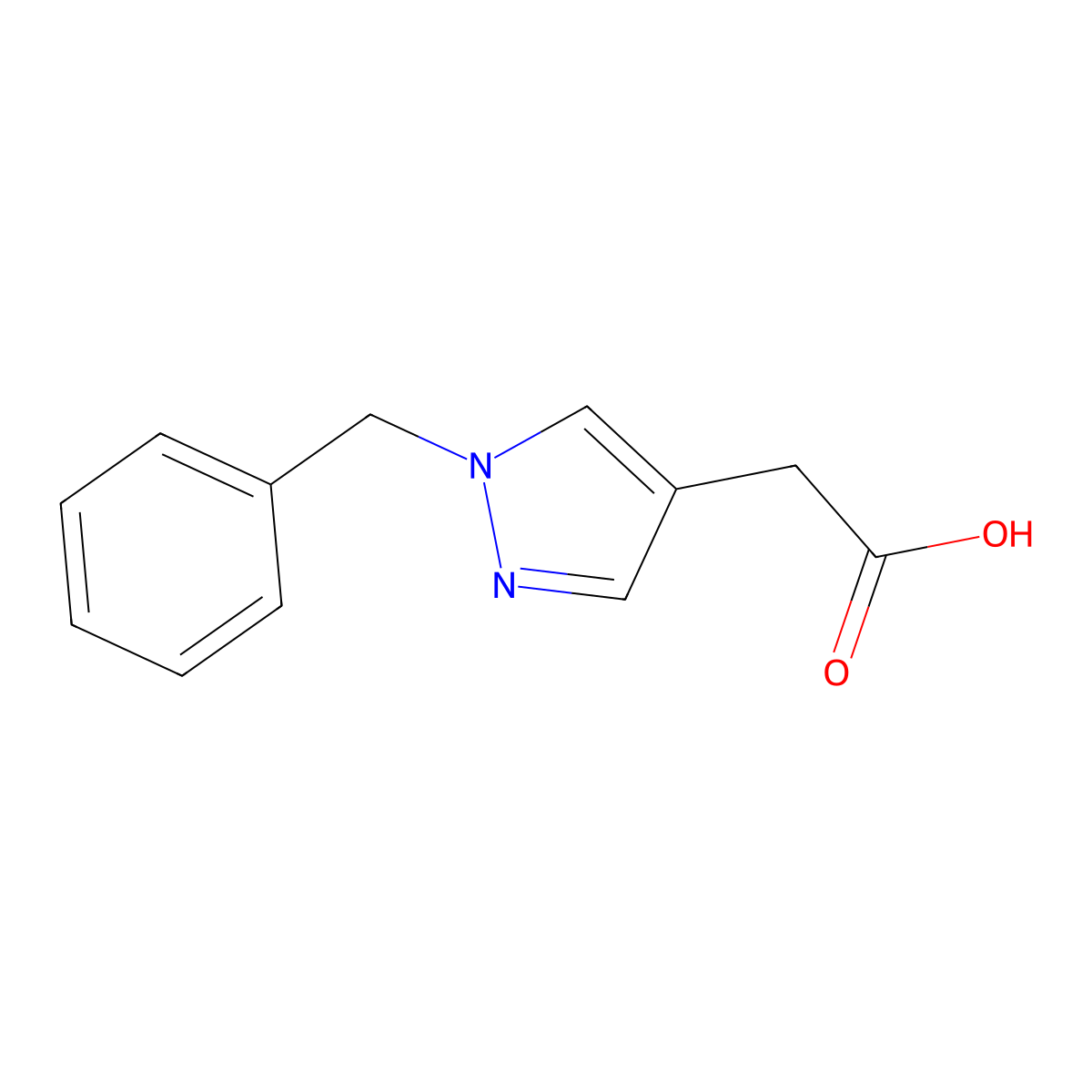 2-(1-benzyl-1H-pyrazol-4-yl)acetic acid molecular structure, CAS 1781790-58-6