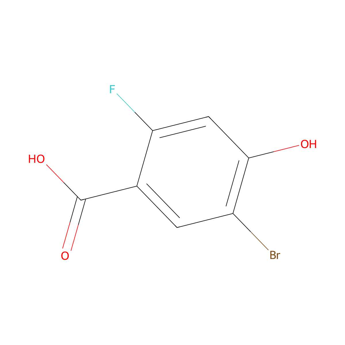 5-Bromo-2-fluoro-4-hydroxybenzoic acid molecular structure, CAS 1781790-71-3