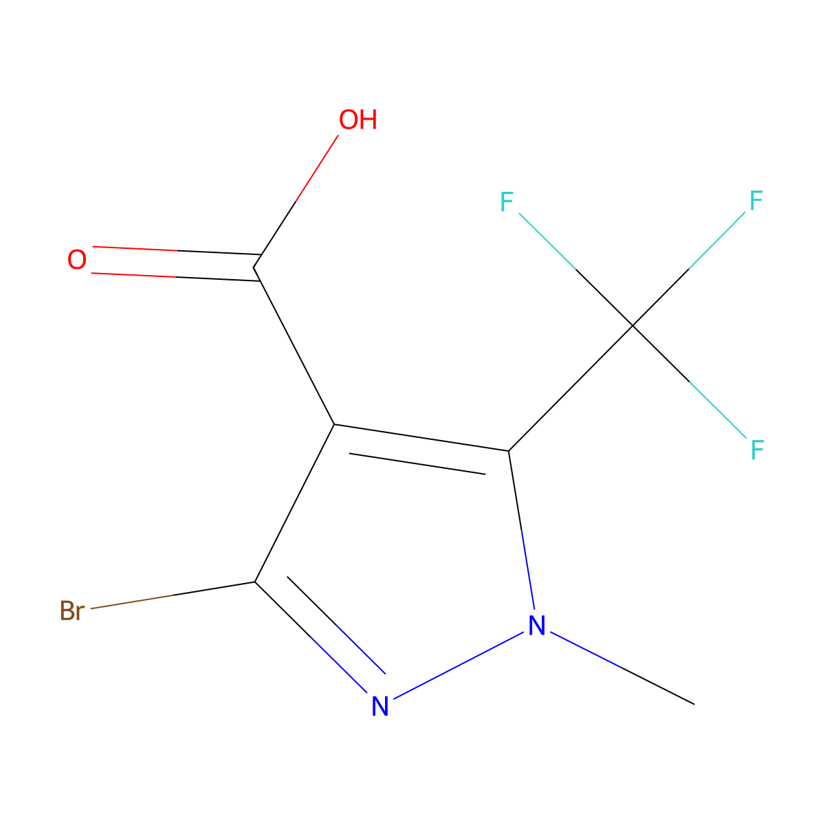 3-Bromo-1-methyl-5-(trifluoromethyl)pyrazole-4-carboxylic acid molecular structure, CAS 1781793-14-3