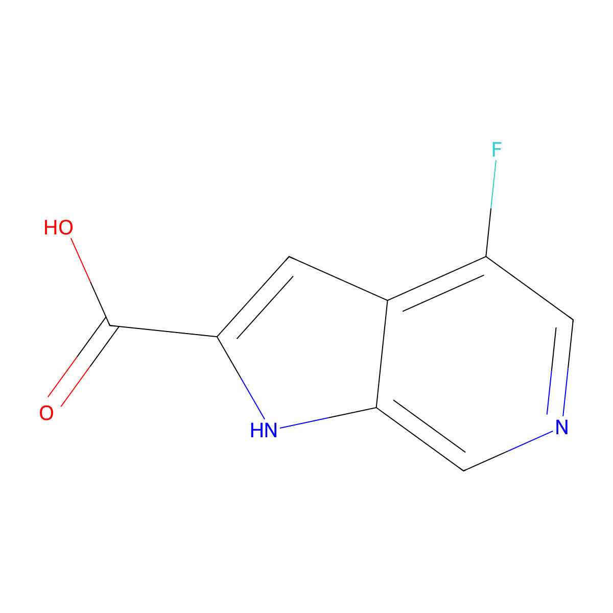 4-fluoro-1H-pyrrolo[2,3-c]pyridine-2-carboxylic acid molecular structure, CAS 1781793-65-4