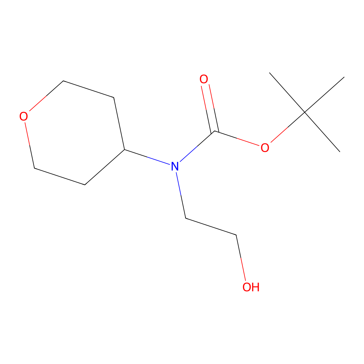 tert-Butyl N-(2-hydroxyethyl)-N-(oxan-4-yl)carbamate molecular structure, CAS 1781800-40-5