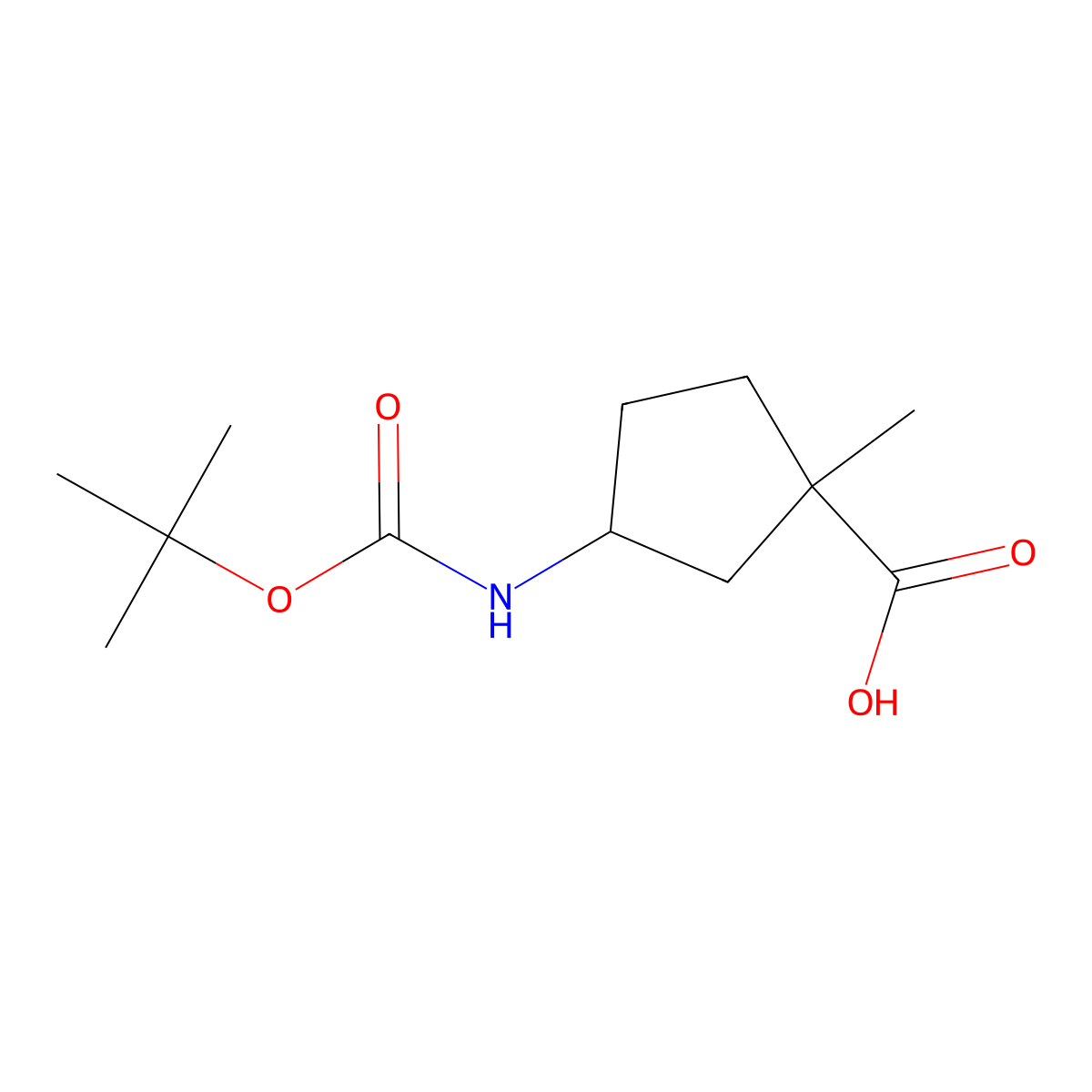 3-{[(Tert-butoxy)carbonyl]amino}-1-methylcyclopentane-1-carboxylic acid molecular structure, CAS 1781806-31-2
