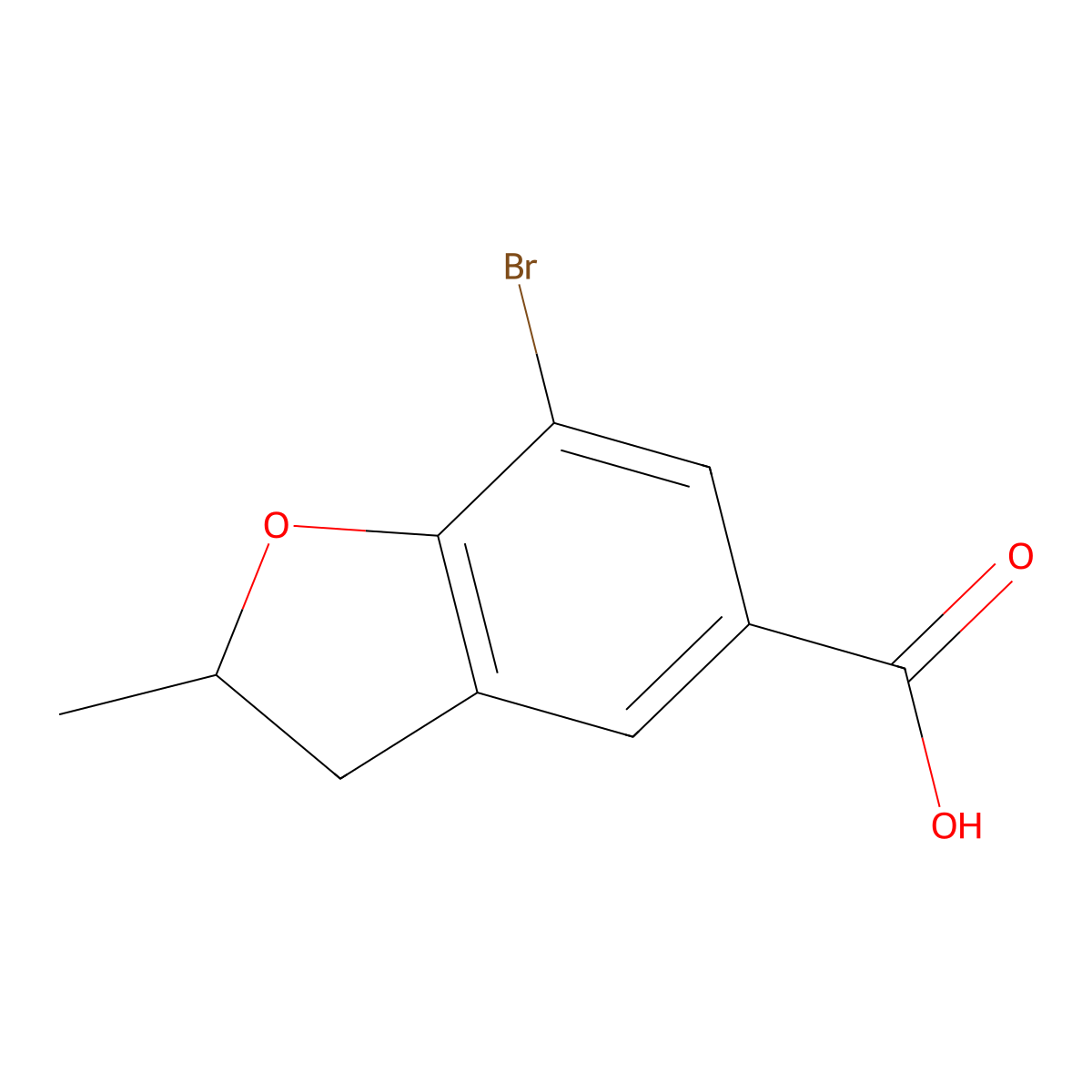7-Bromo-2-methyl-2,3-dihydrobenzofuran-5-carboxylic acid molecular structure, CAS 1781807-28-0
