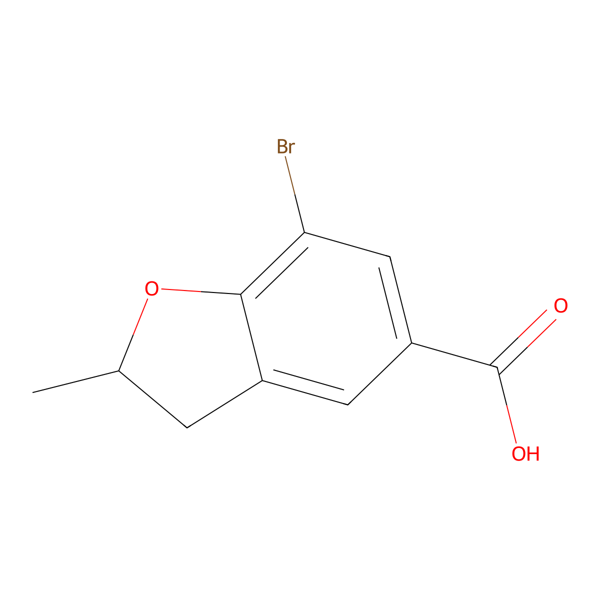 7-Bromo-2-methyl-2,3-dihydrobenzofuran-5-carboxylic acid molecular structure, CAS 1781807-28-0