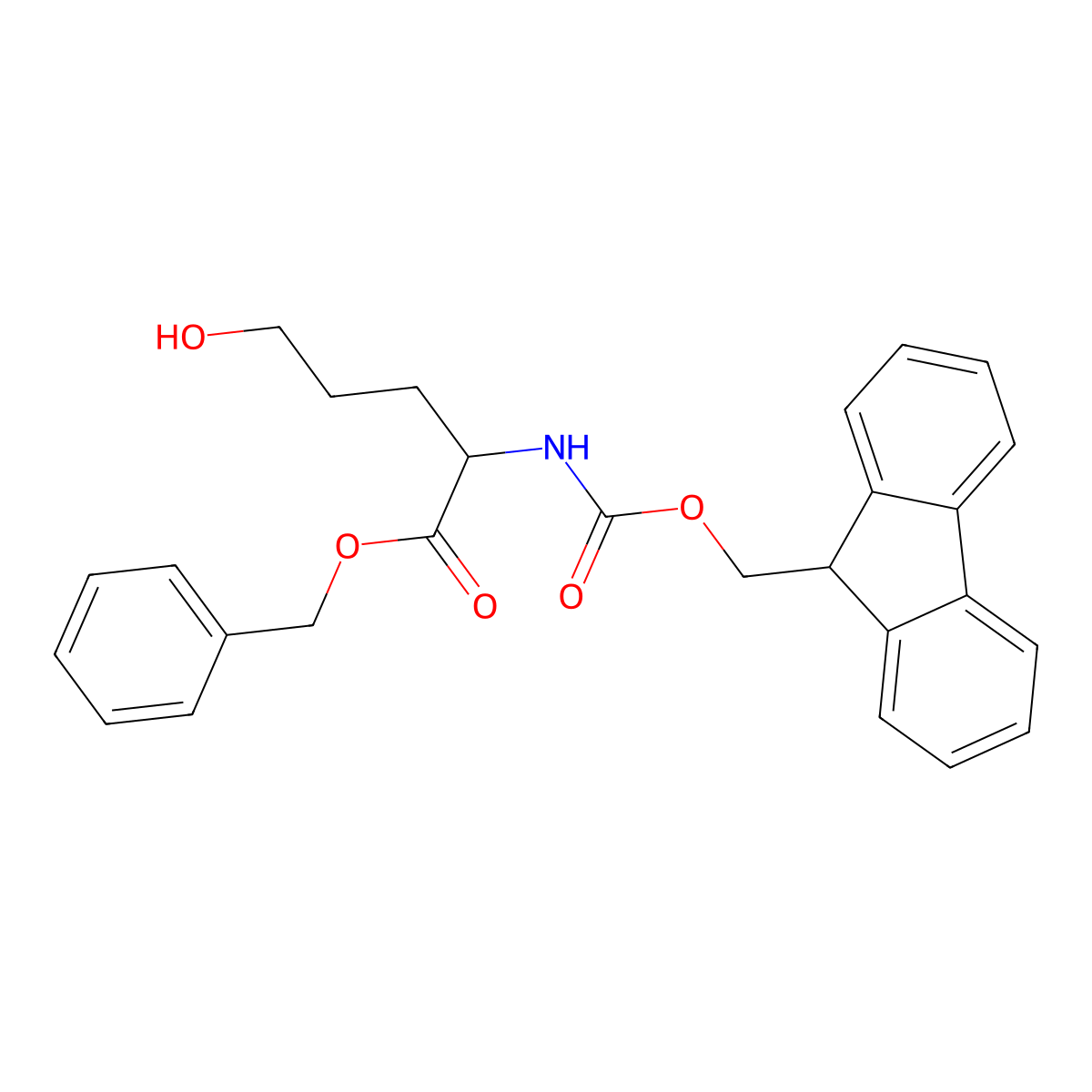 (S)-benzyl 2-((((9H-fluoren-9-yl)methoxy)carbonyl)amino)-5-hydroxypentanoate molecular structure, CAS 178181-74-3