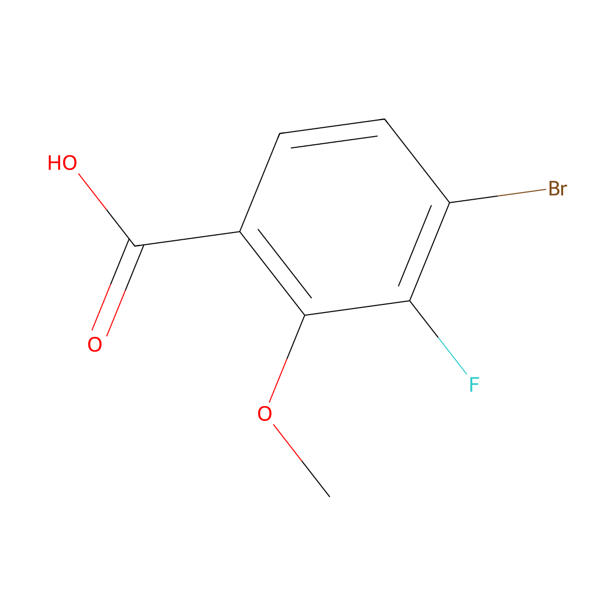 4-Bromo-3-fluoro-2-methoxybenzoic acid molecular structure, CAS 1781826-13-8