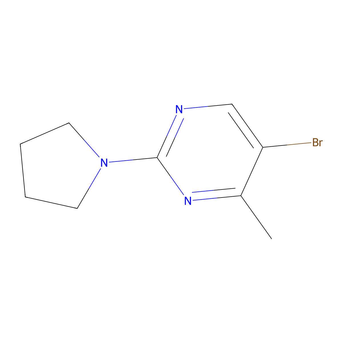 5-Bromo-4-methyl-2-pyrrolidinyl pyrimidine molecular structure, CAS 1781826-19-4