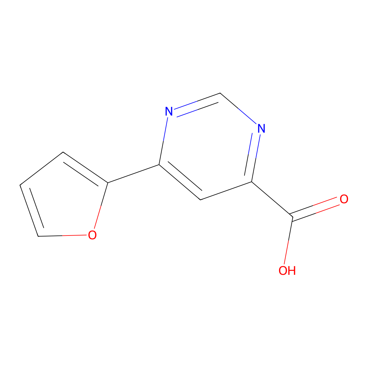 6-(Furan-2-yl)pyrimidine-4-carboxylic acid molecular structure, CAS 1781828-52-1