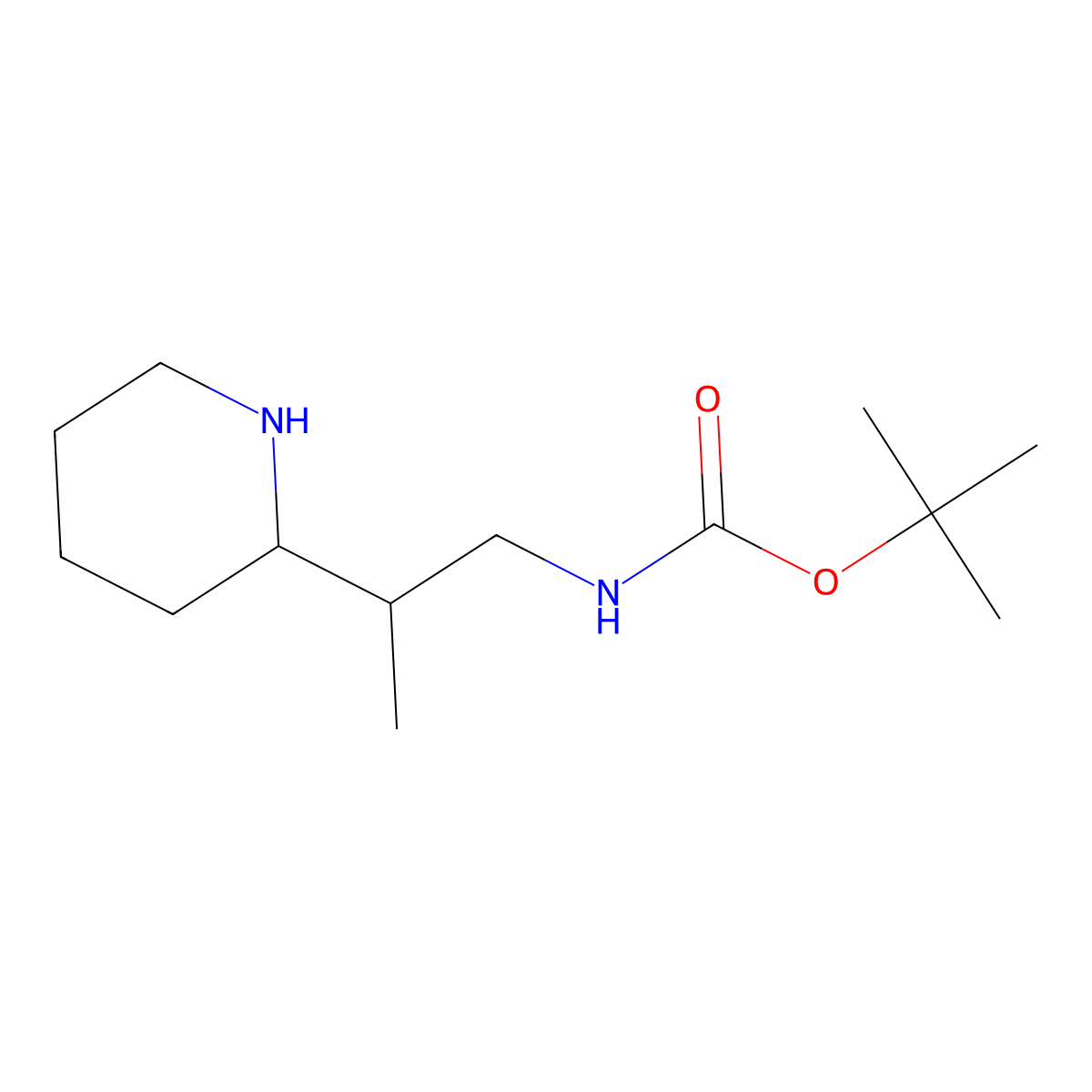 tert-butyl N-(2-piperidin-2-ylpropyl)carbamate molecular structure, CAS 1781839-50-6