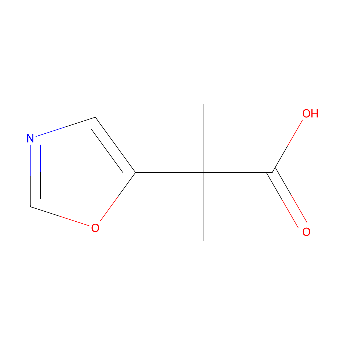 2-Methyl-2-(1,3-oxazol-5-yl)propanoic acid molecular structure, CAS 1781842-07-6
