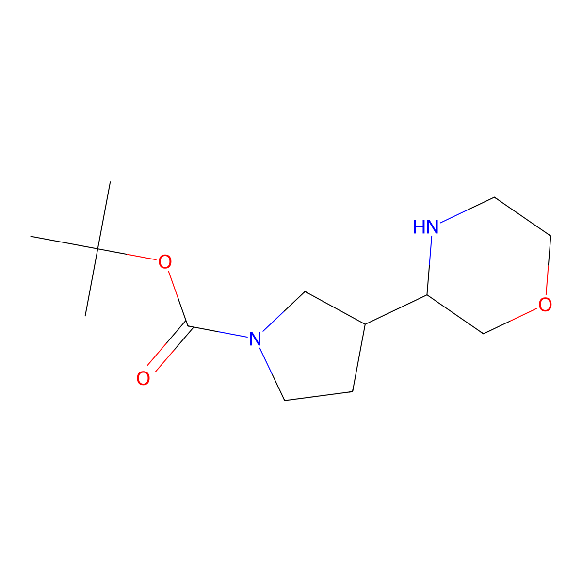 Tert-butyl 3-(morpholin-3-yl)pyrrolidine-1-carboxylate molecular structure, CAS 1781844-66-3