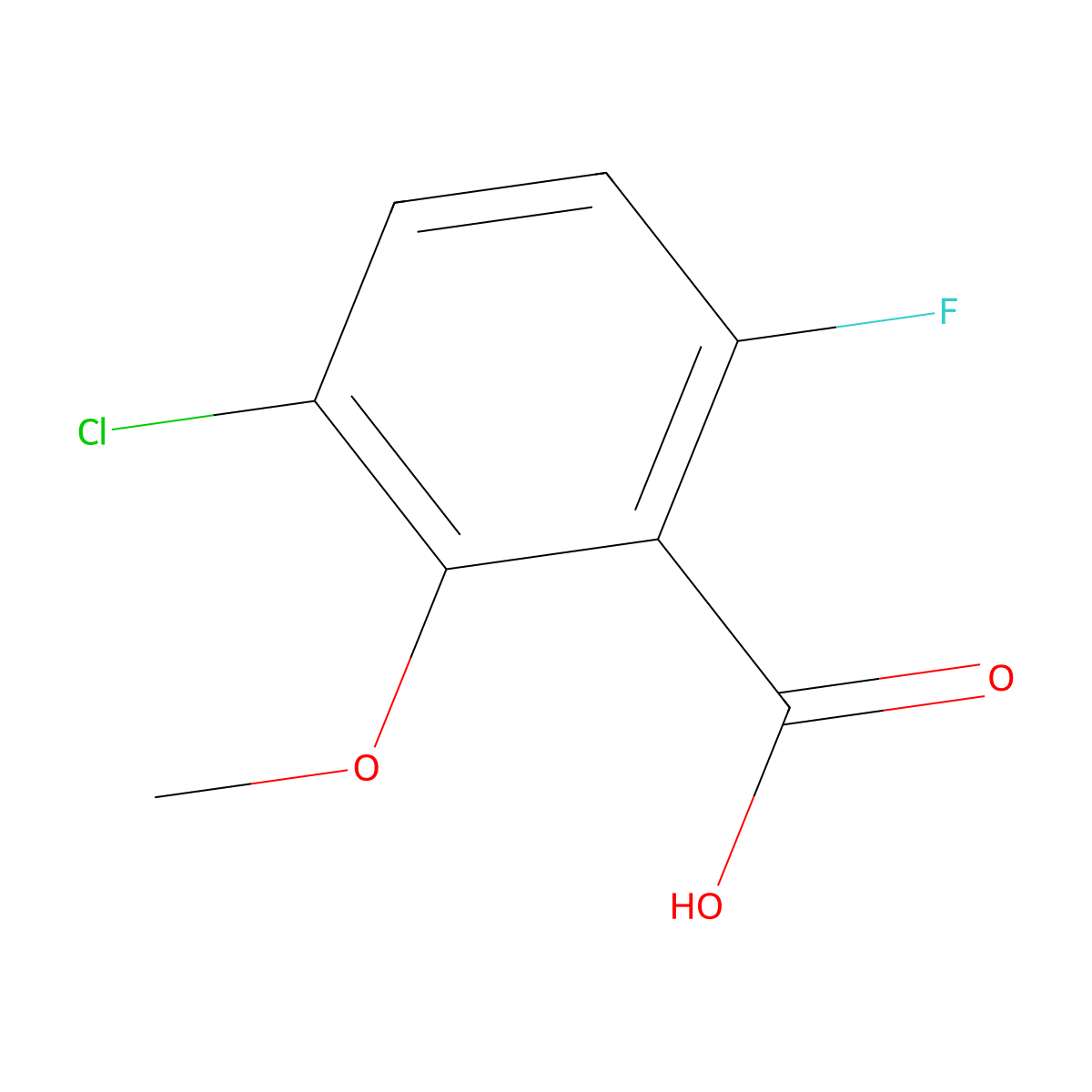 3-Chloro-6-fluoro-2-methoxybenzoic acid molecular structure, CAS 1781848-13-2