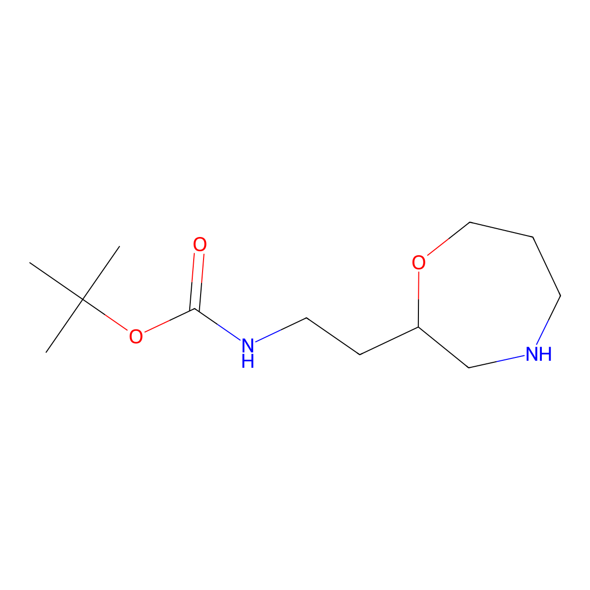 tert-butylN-[2-(1,4-oxazepan-2-yl)ethyl]carbamate molecular structure, CAS 1781853-27-7