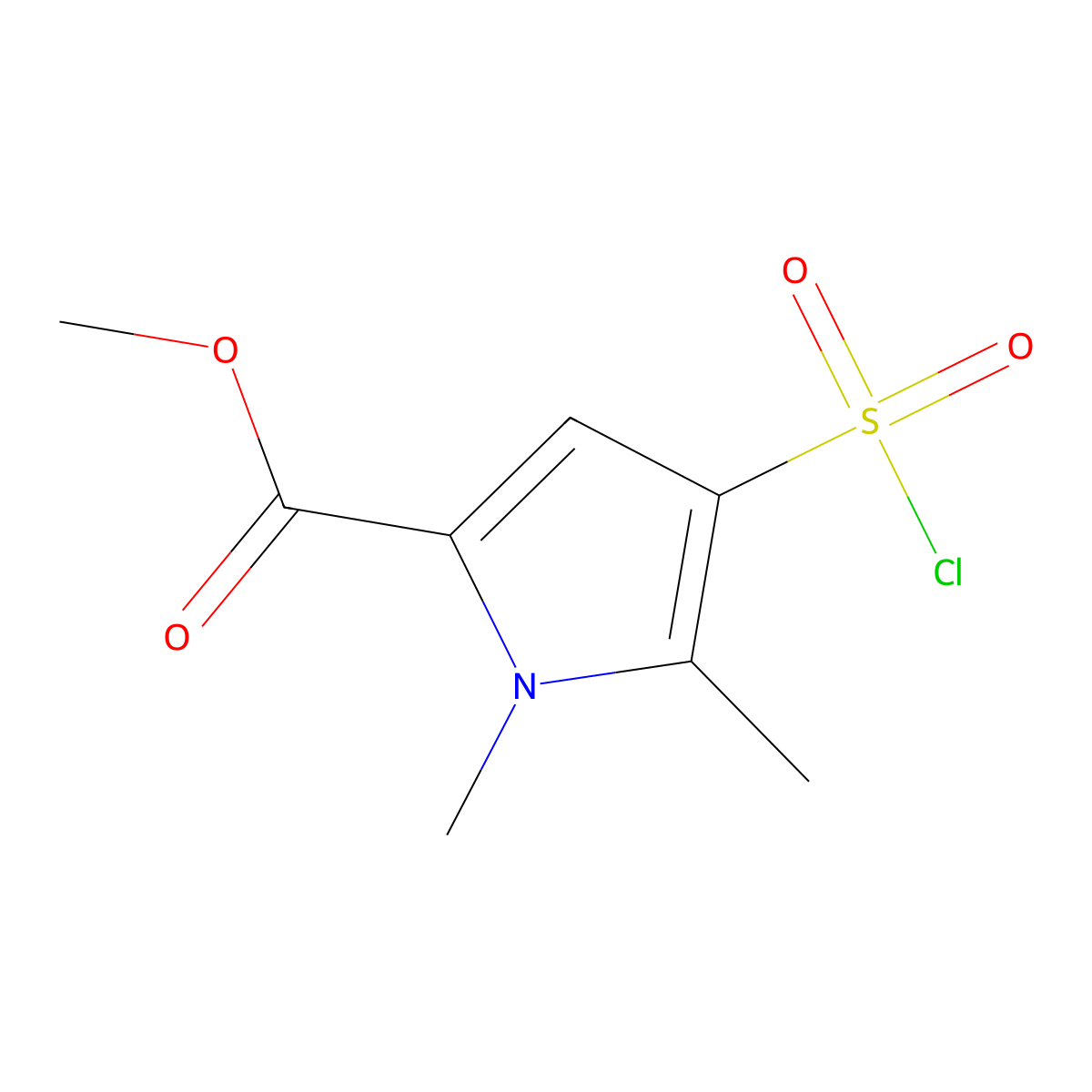 methyl 4-(chlorosulfonyl)-1,5-dimethyl-1H-pyrrole-2-carboxylate molecular structure, CAS 1781858-93-2
