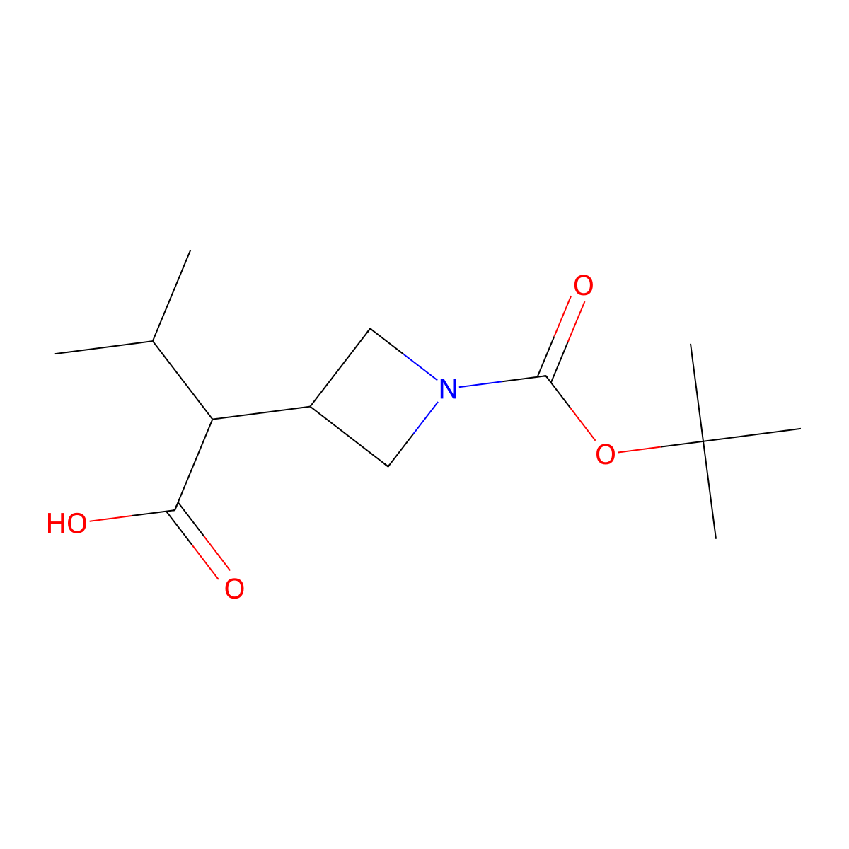 2-{1-[(Tert-butoxy)carbonyl]azetidin-3-yl}-3-methylbutanoic acid molecular structure, CAS 1781859-84-4
