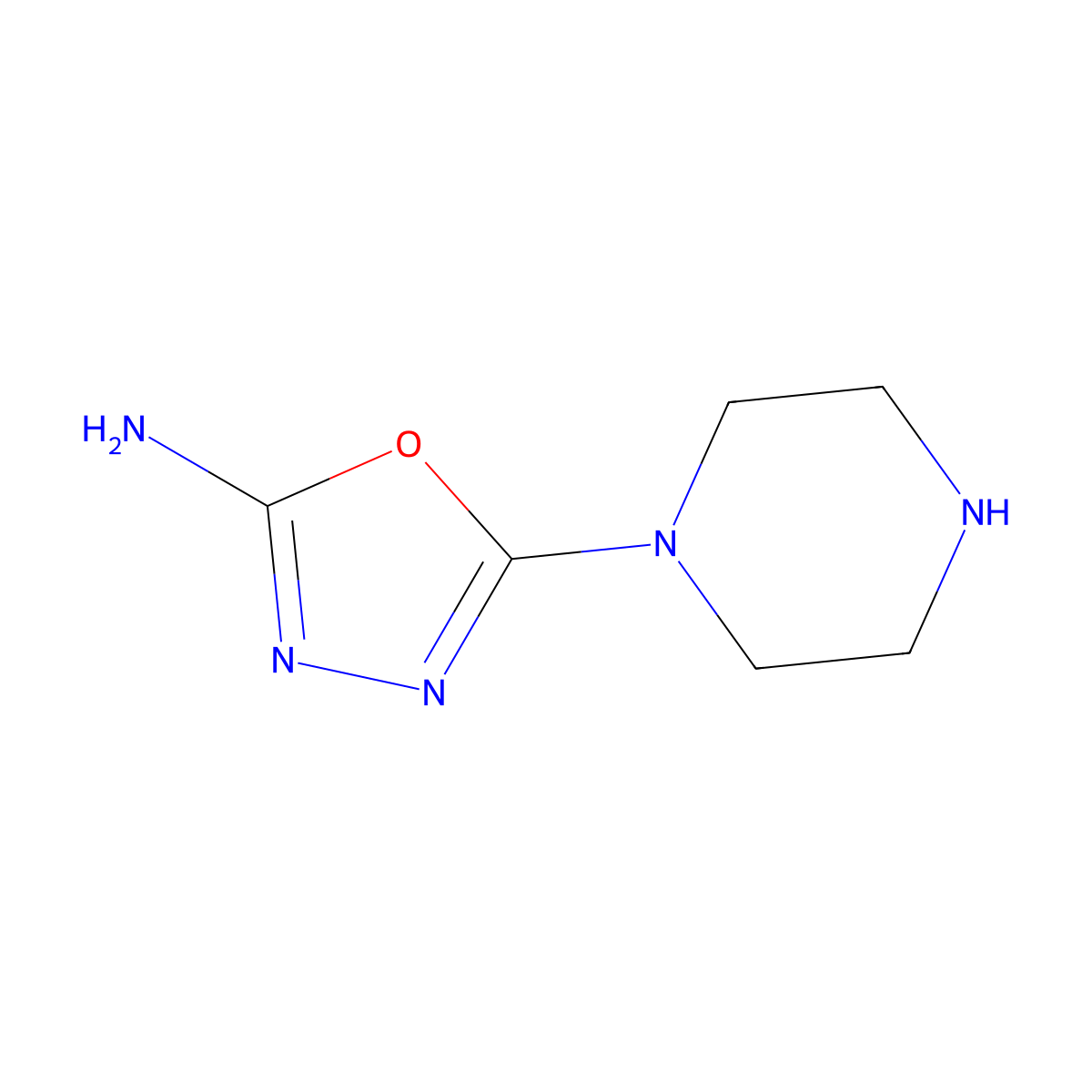5-(Piperazin-1-yl)-1,3,4-oxadiazol-2-amine molecular structure, CAS 1781866-67-8