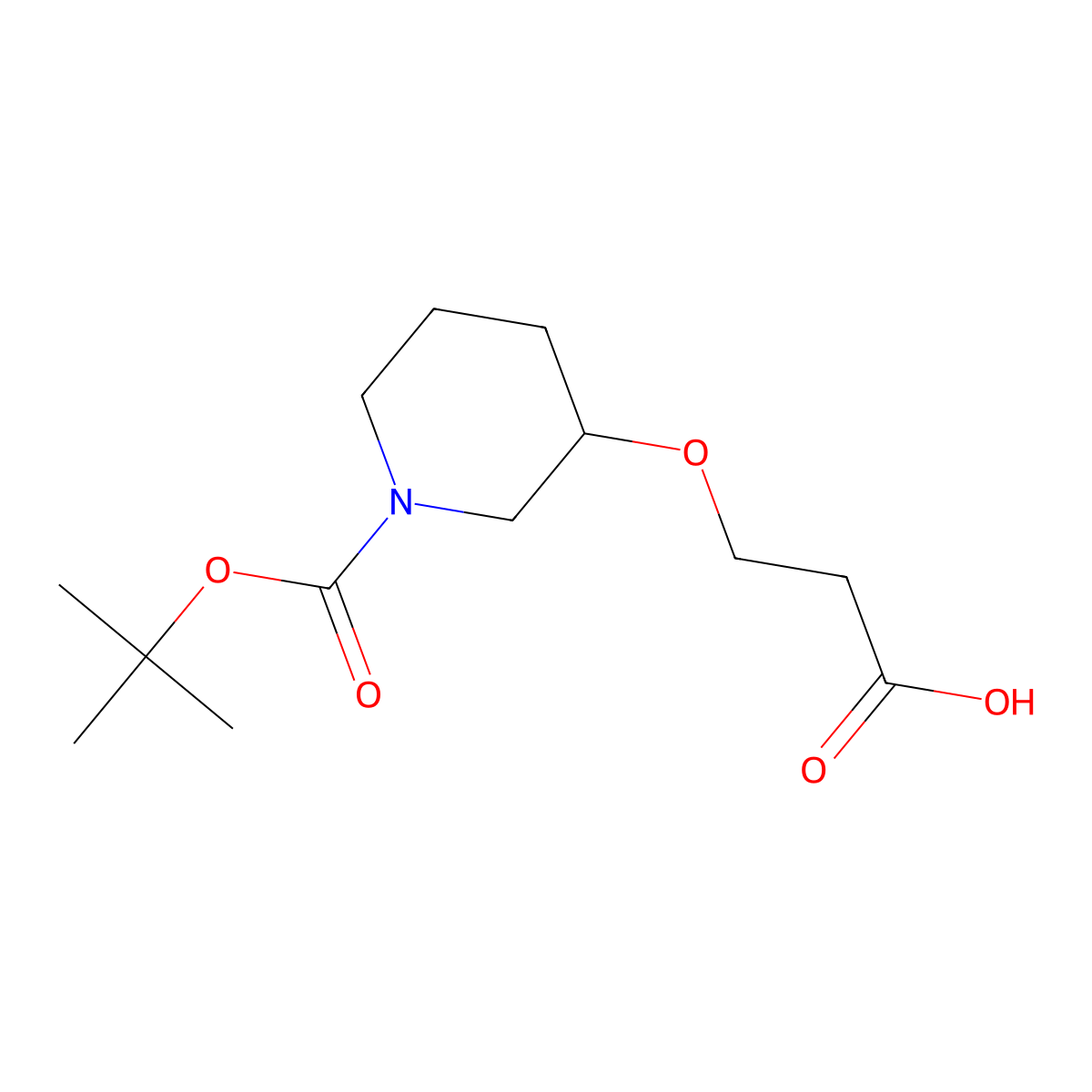 3-({1-[(Tert-butoxy)carbonyl]piperidin-3-yl}oxy)propanoic acid molecular structure, CAS 1781875-65-7