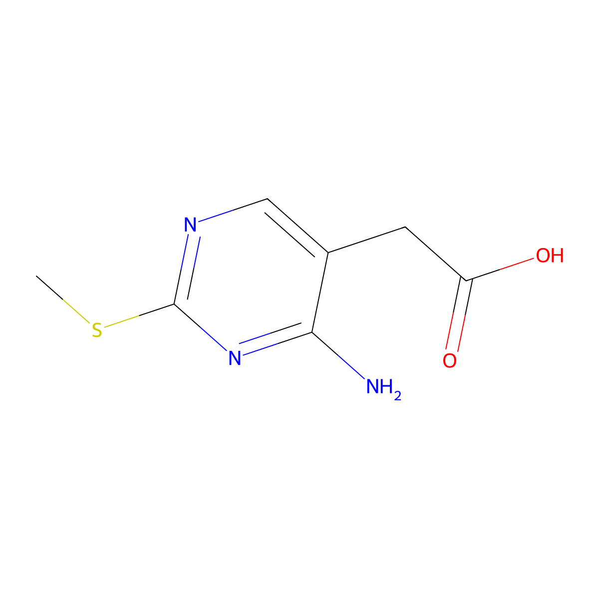 2-[4-Amino-2-(methylsulfanyl)pyrimidin-5-yl]acetic acid molecular structure, CAS 1781876-56-9