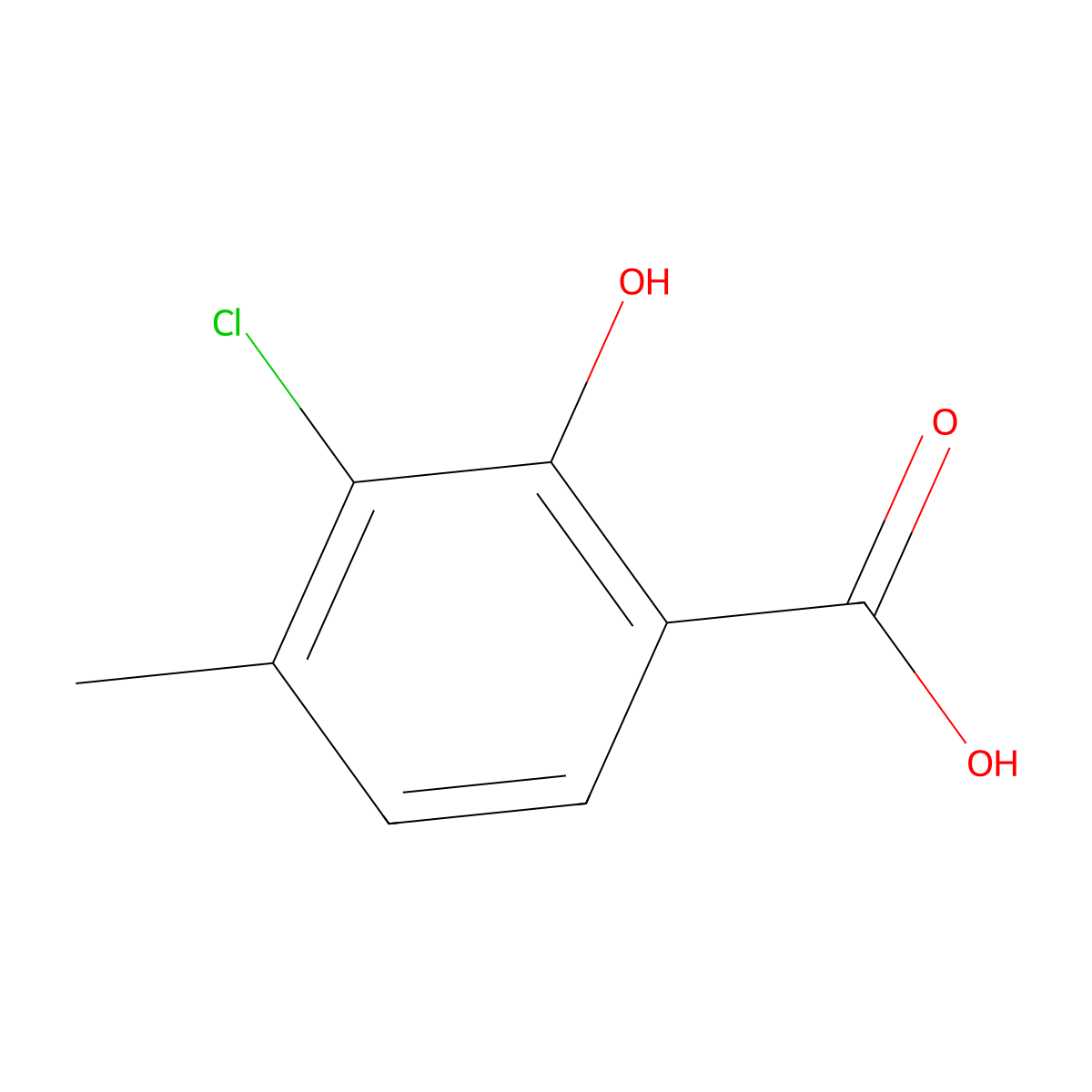 3-Chloro-2-hydroxy-4-methylbenzoic acid molecular structure, CAS 1781878-36-1