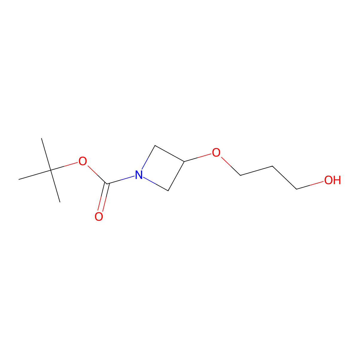 Tert-butyl 3-(3-hydroxypropoxy)azetidine-1-carboxylate molecular structure, CAS 1781880-20-3