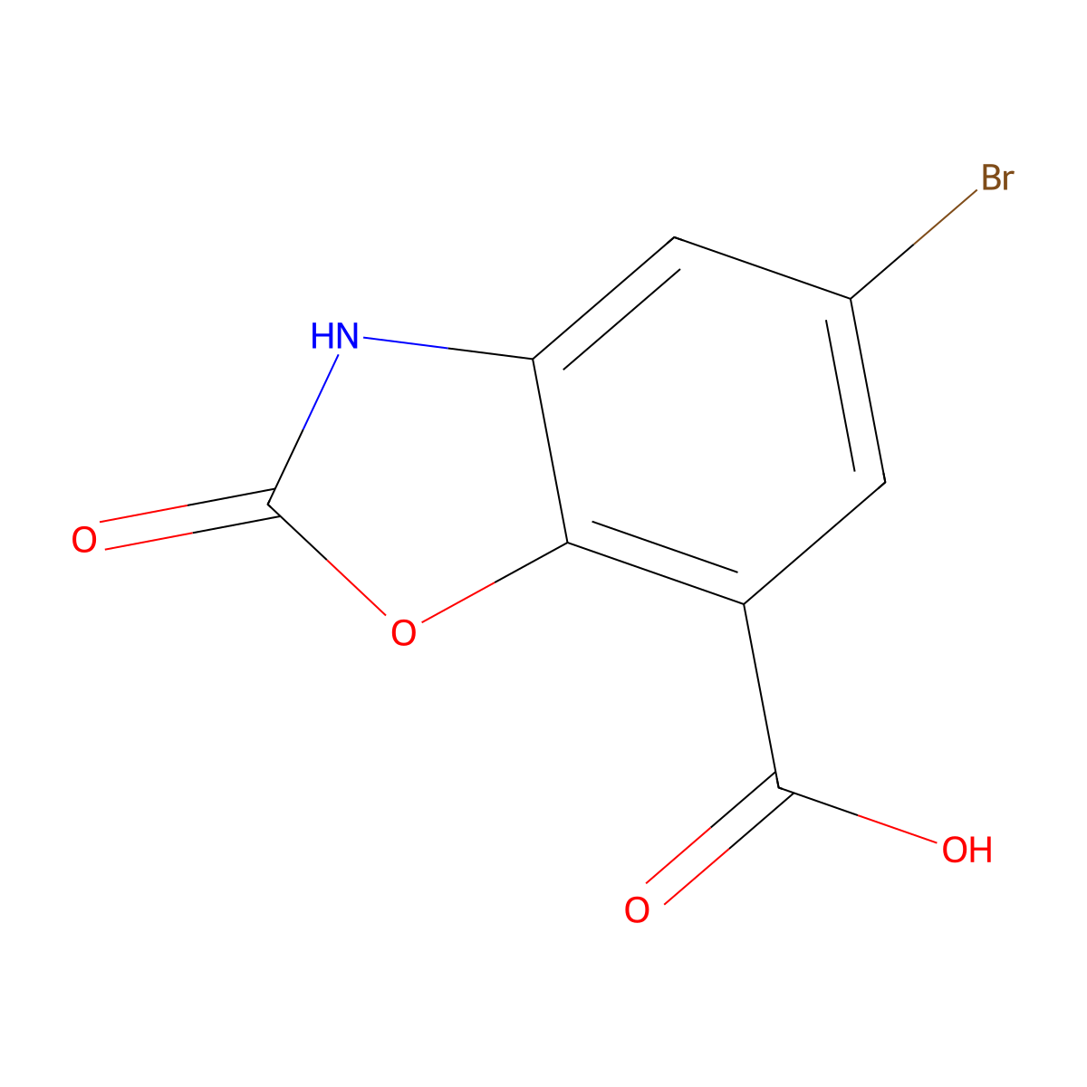 5-Bromo-2-oxo-2,3-dihydro-1,3-benzoxazole-7-carboxylic acid molecular structure, CAS 1781884-14-7