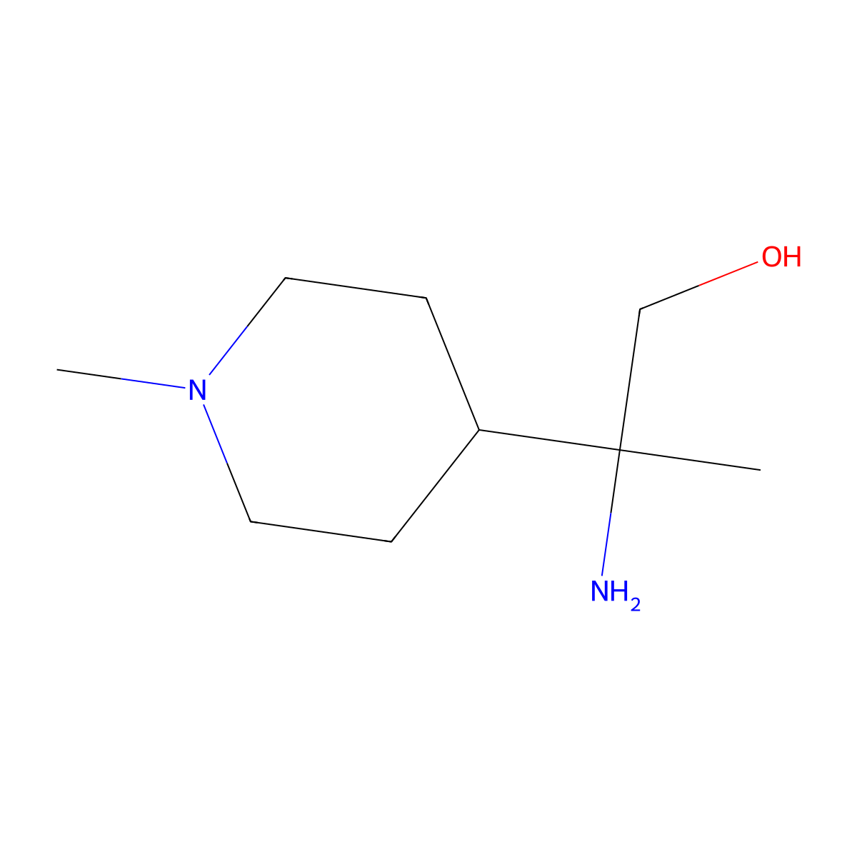 2-Amino-2-(1-methyl-4-piperidyl)propan-1-ol molecular structure, CAS 1781887-74-8