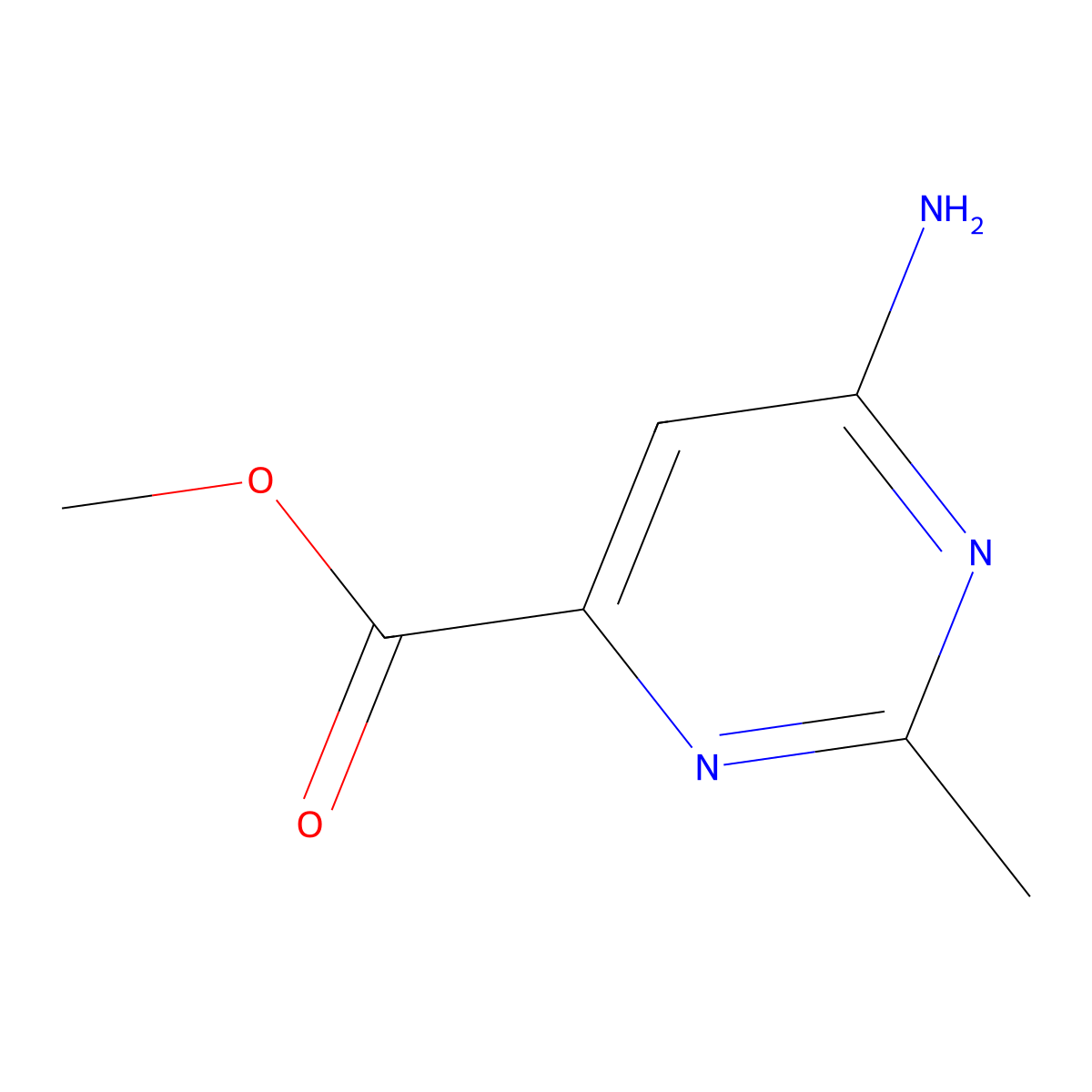 Methyl 6-amino-2-methylpyrimidine-4-carboxylate molecular structure, CAS 1781890-14-9