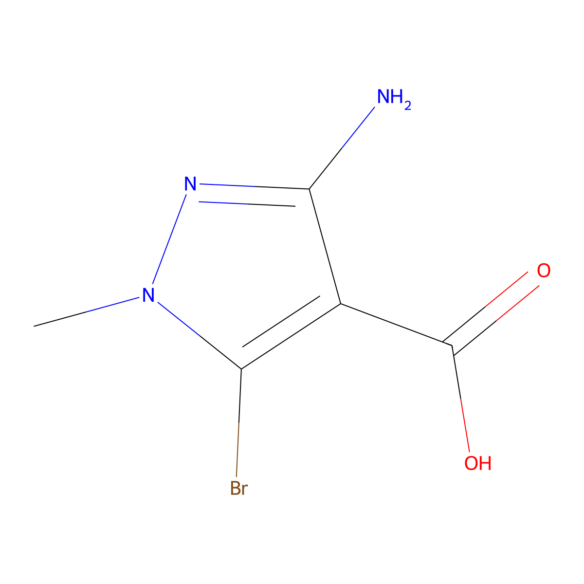 3-Amino-5-bromo-1-methyl-1H-pyrazole-4-carboxylic Acid molecular structure, CAS 1781890-36-5