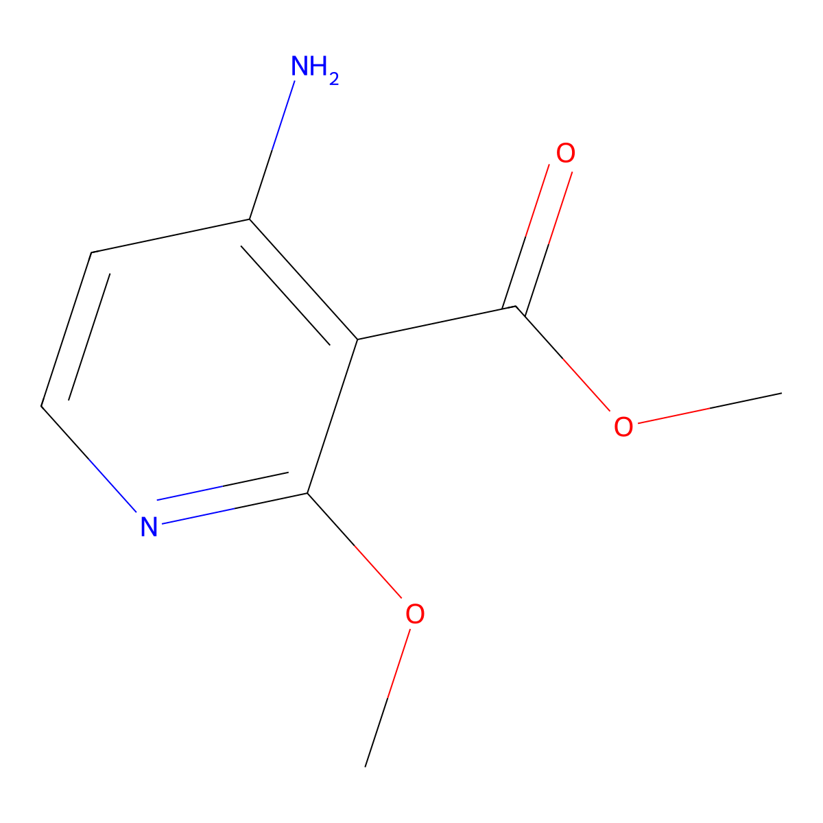 Methyl 2-methoxy-4-amino nicotinate molecular structure, CAS 1781891-15-3