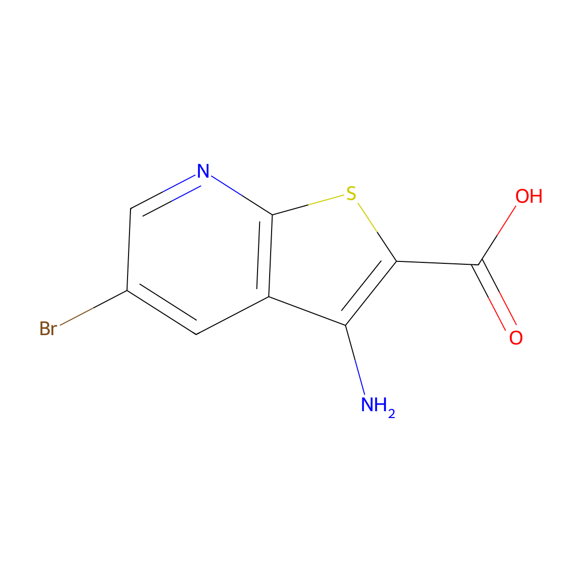 3-Amino-5-bromothieno[2,3-b]pyridine-2-carboxylic acid molecular structure, CAS 1781891-46-0