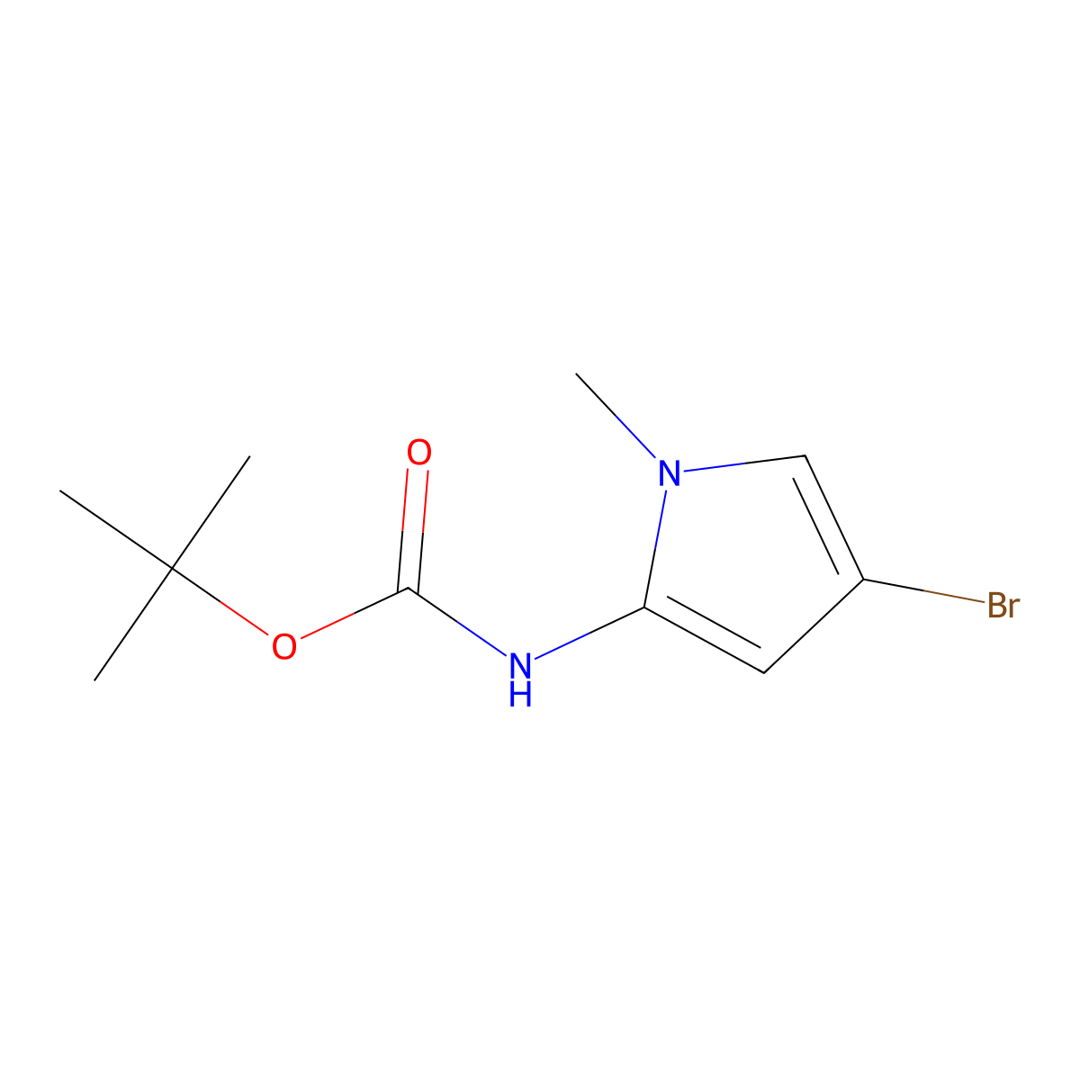 tert-butyl N-(4-bromo-1-methyl-1H-pyrrol-2-yl)carbamate molecular structure, CAS 1781896-59-0