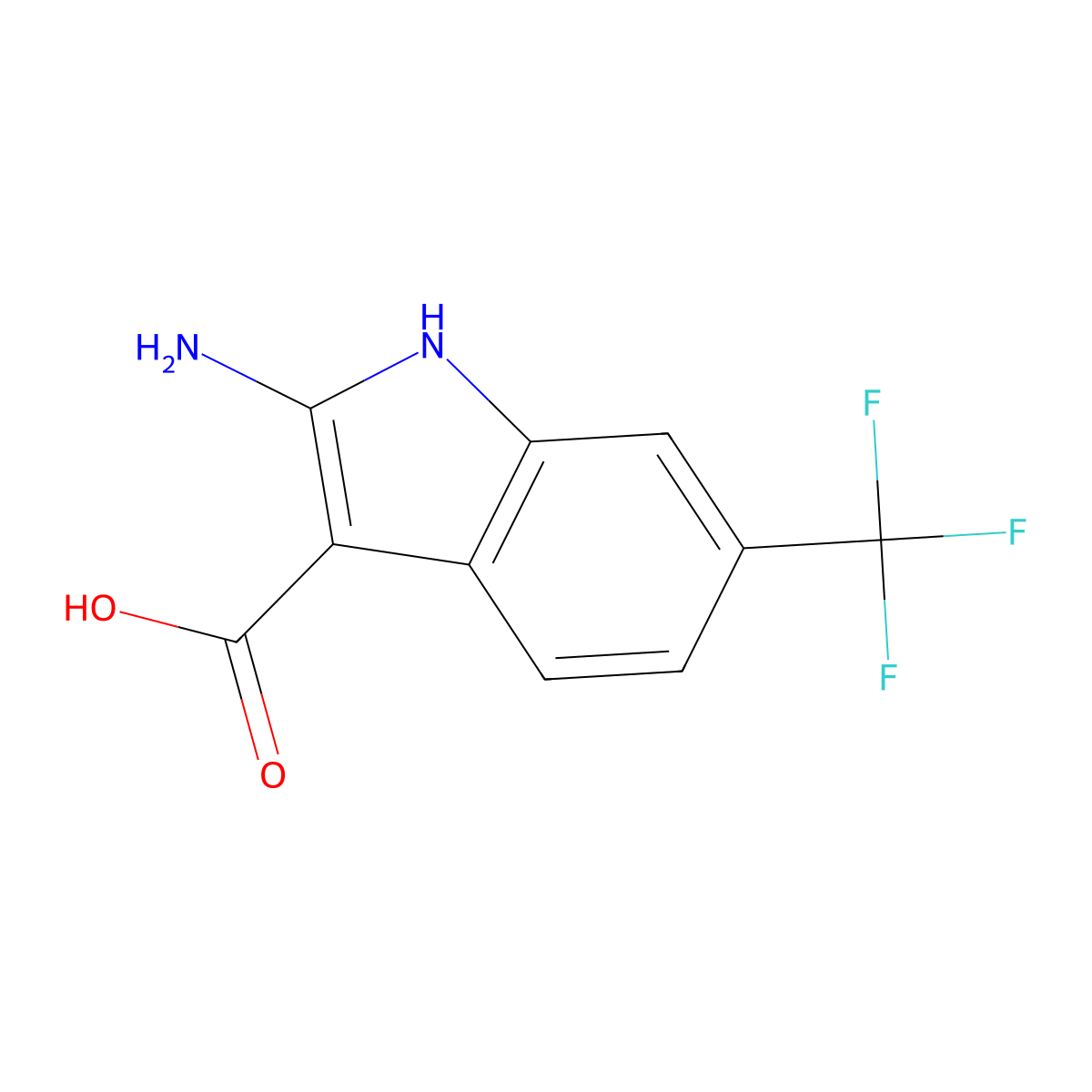 2-amino-6-(trifluoromethyl)-1H-indole-3-carboxylic acid molecular structure, CAS 1781901-15-2