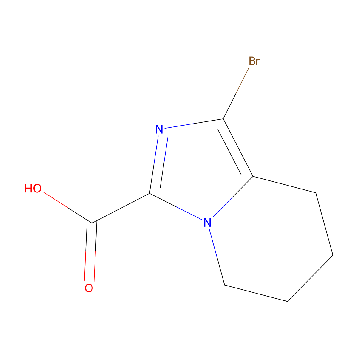 1-bromo-5H,6H,7H,8H-imidazo(1,5-a)pyridine-3-carboxylic acid molecular structure, CAS 1781909-10-1